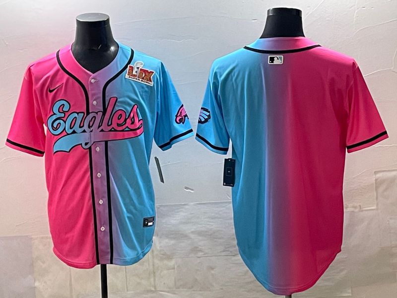 Men 2025 Philadelphia Eagles Blank Blue pink Nike Limited NFL Jersey style 05->philadelphia eagles->NFL Jersey